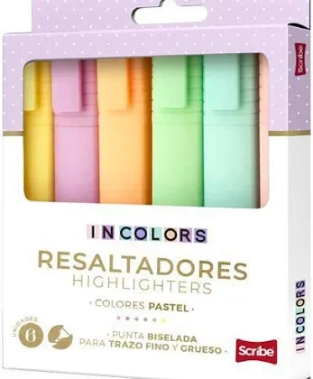 RESALTADOR SCRIBE PASTEL *6 UND