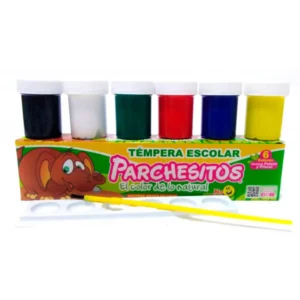 TEMPERA PARCHESITOS *6 UNIDADES + PINCEL