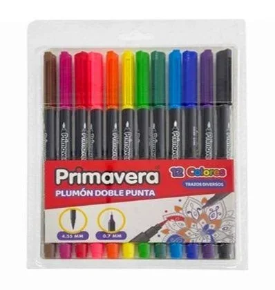 PLUMONES PRIMAVERA DOBLE PUNTA *12