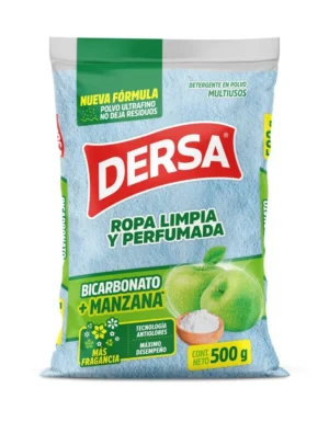 DETERGENTE EN POLVO DERSA BICAR/MANZ VERDE *500 GR