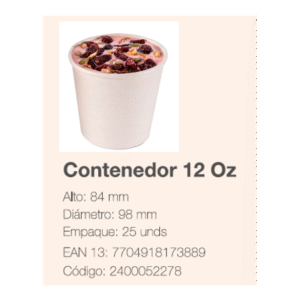 CONTENEDOR 12 OZ BIOFORM *25 UND