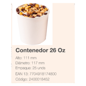 CONTENEDOR 26 OZ BIOFORM *25 UND
