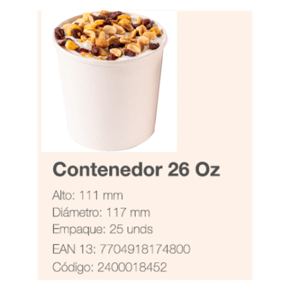 CONTENEDOR 26 OZ BIOFORM *25 UND