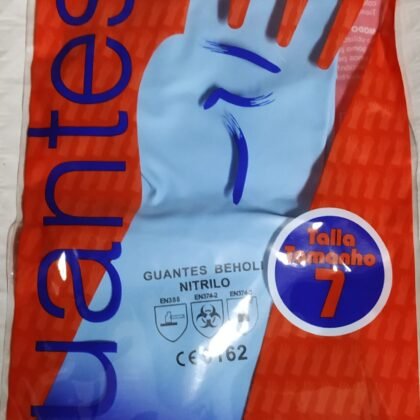 GUANTE BEHOLI NITRILO SUAVE AZUL T7 *2